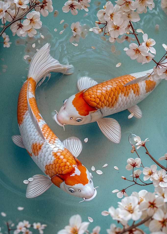 cherry blossom koi fish