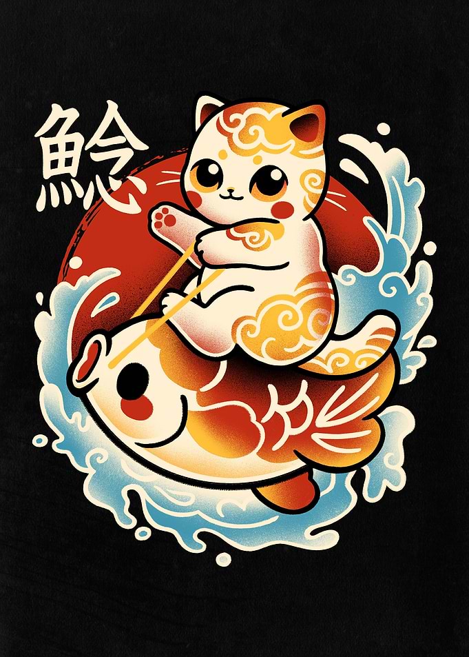 Neko koi fish red sun