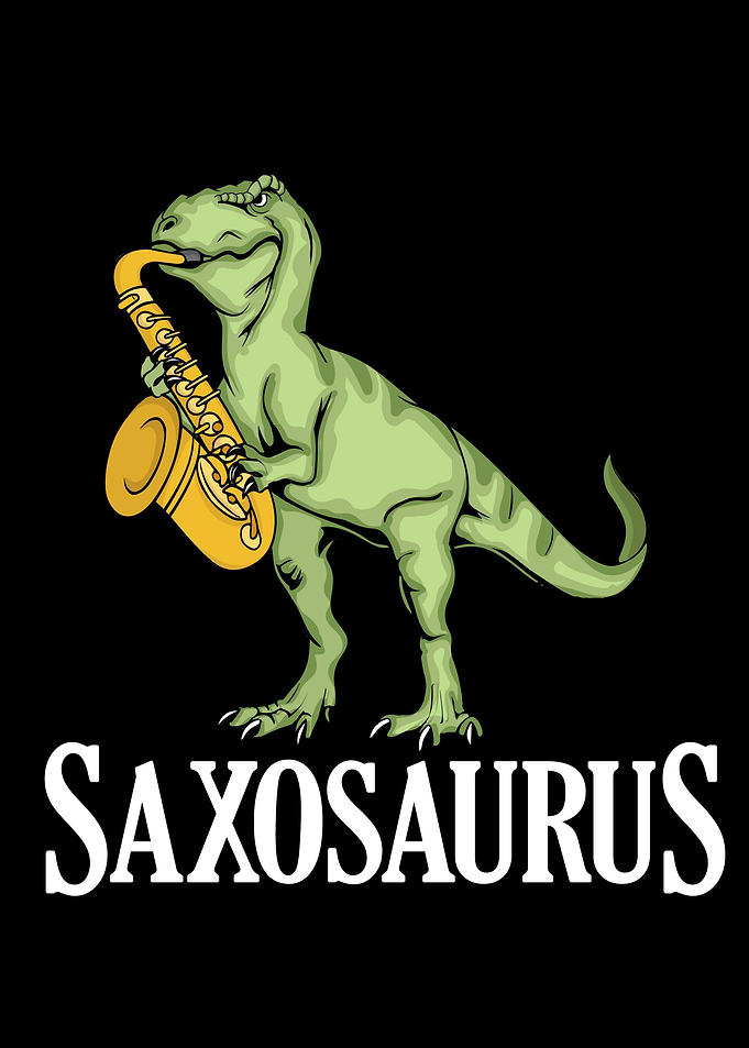 Funny Saxophone Dinosaur