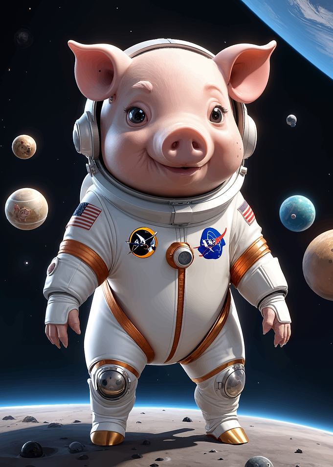 Cute Astronaut pig