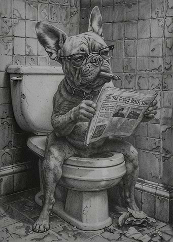 dog goes to the toilet