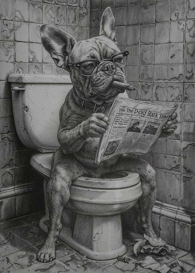 dog goes to the toilet