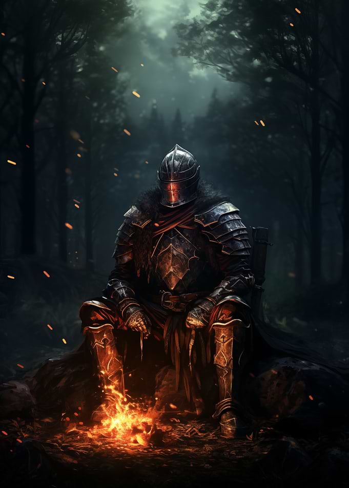 Knight resting at Bonfire