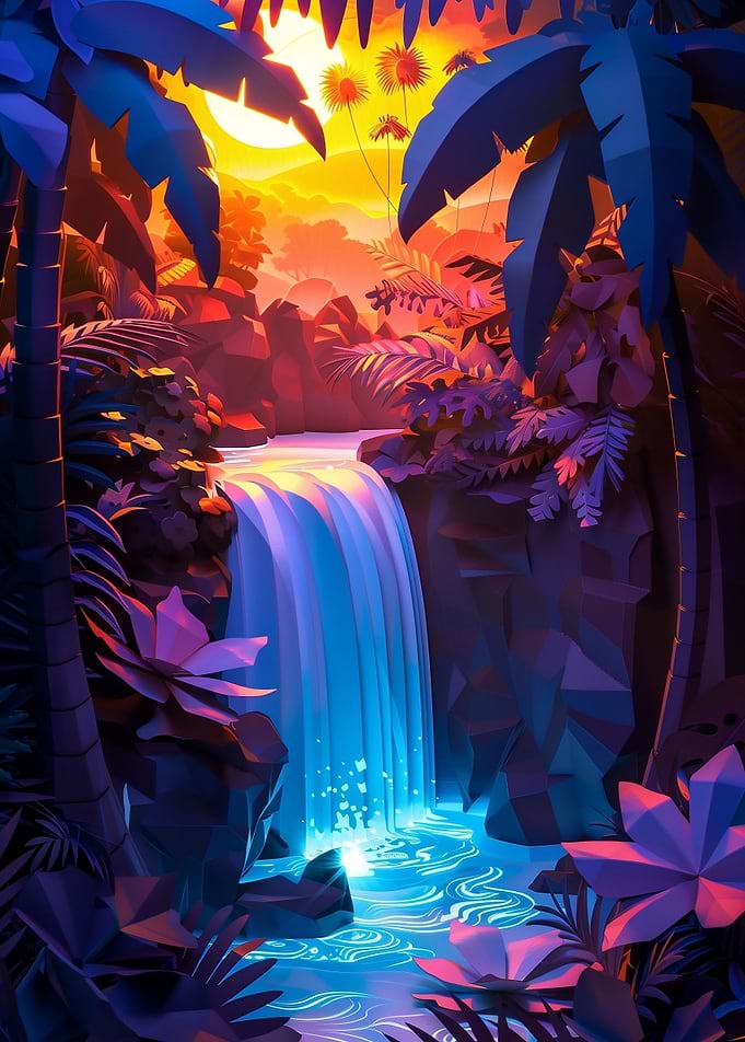 Paper Waterfall Landscape