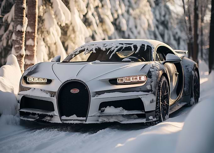 Bugatti Chiron in winter