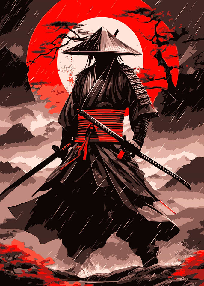 Japanese Samurai anime red