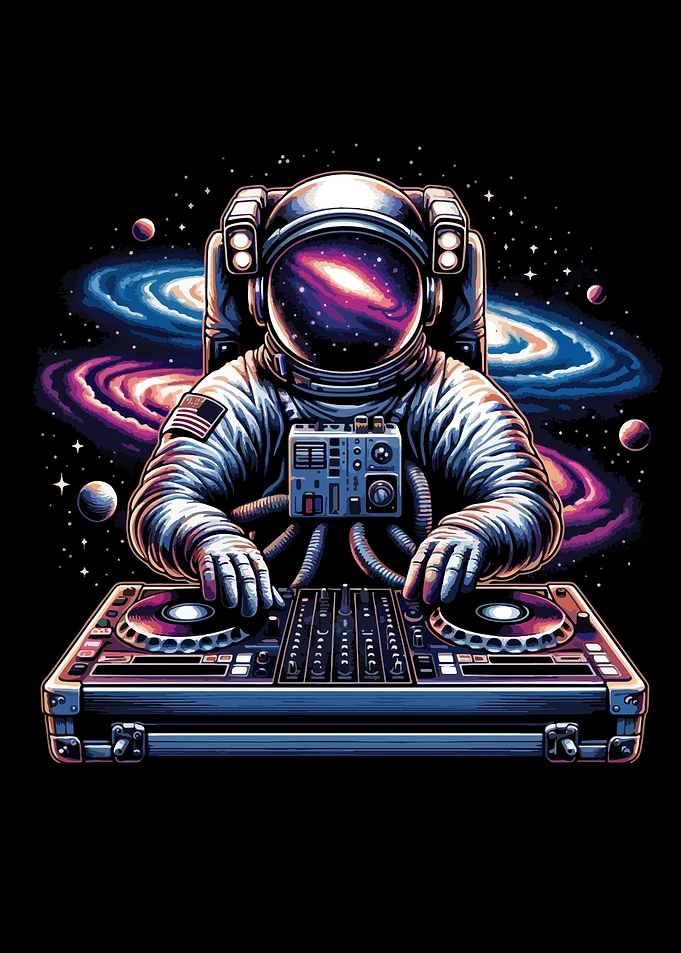 Astronaut DJ pop art