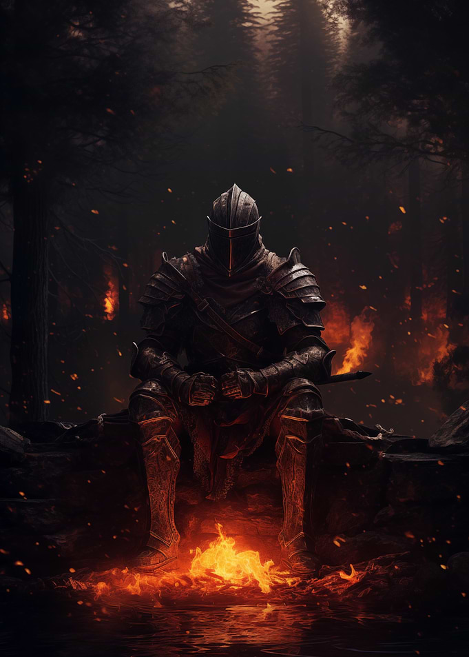 Knight resting at Bonfire