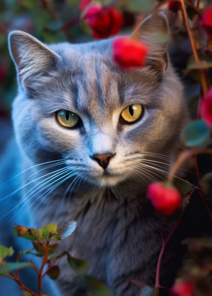 Kitten on a Floral
