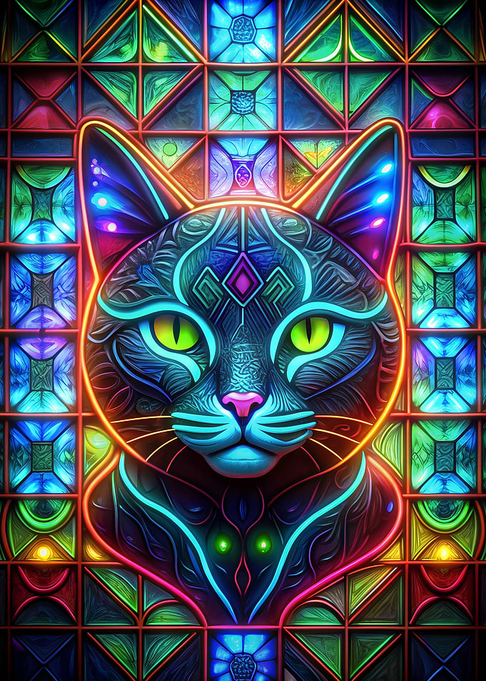 Neon Cat Stained Glass