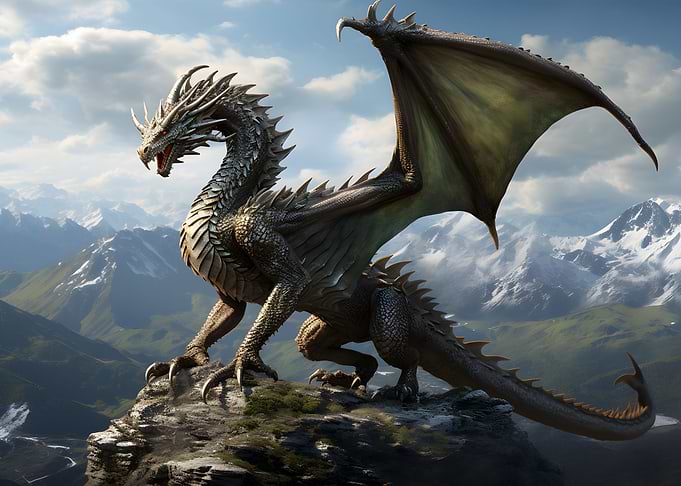 Metal Steel Dragon On Hill