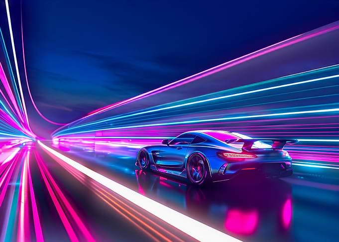 Retro Sythwave 80s Car