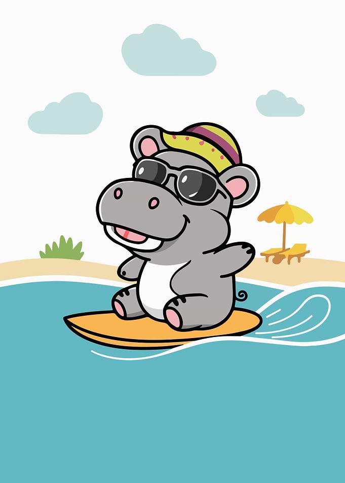 Hippo Hang Ten Catching W