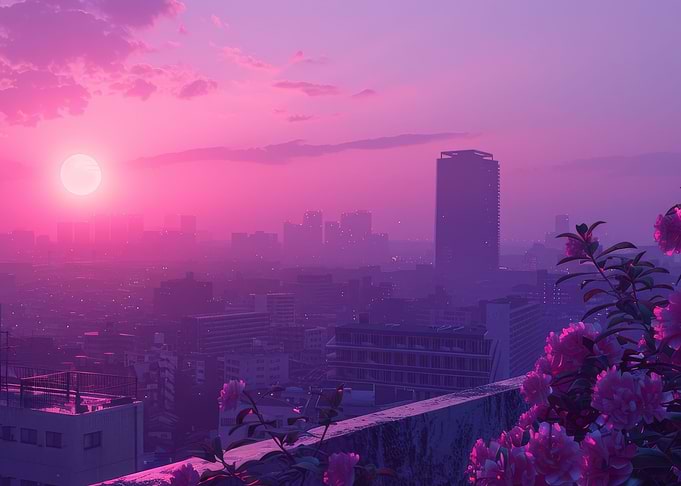 City Vaporwave Sunset