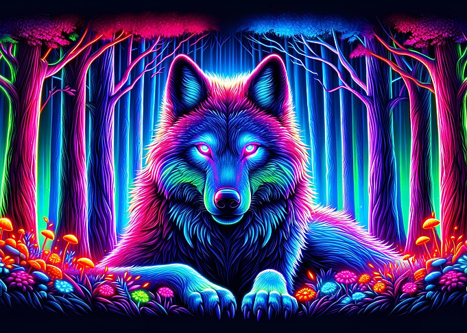 Mystic Neon Wolf