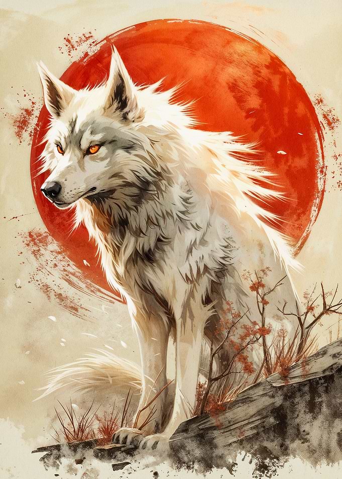 wolf red moon animal
