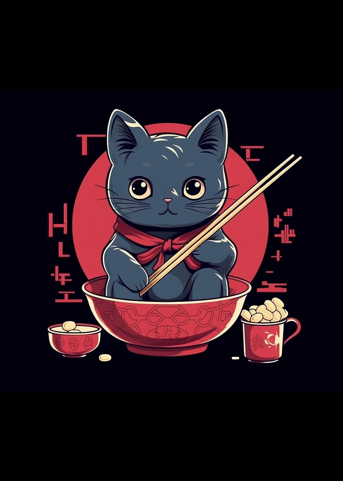 Cat enjoy eating delicious