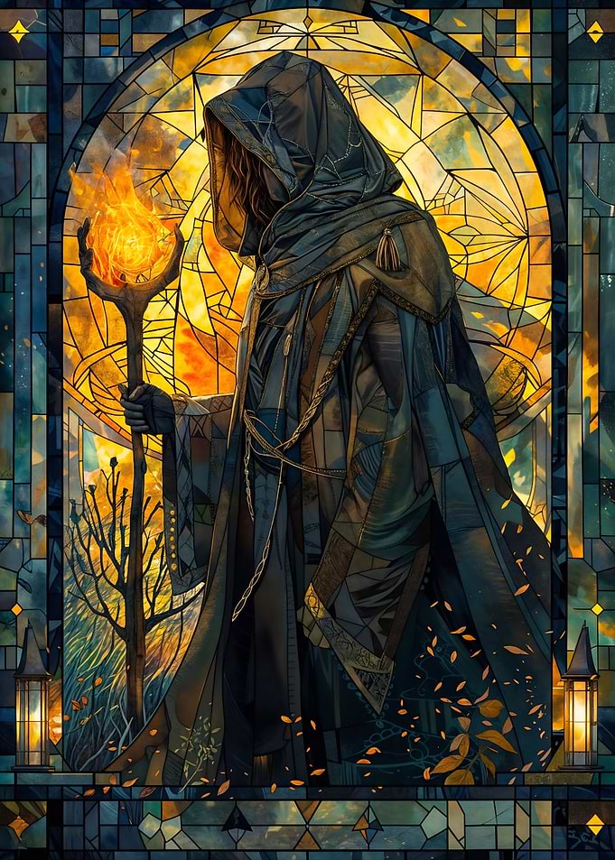 Stained glass Fire wizard