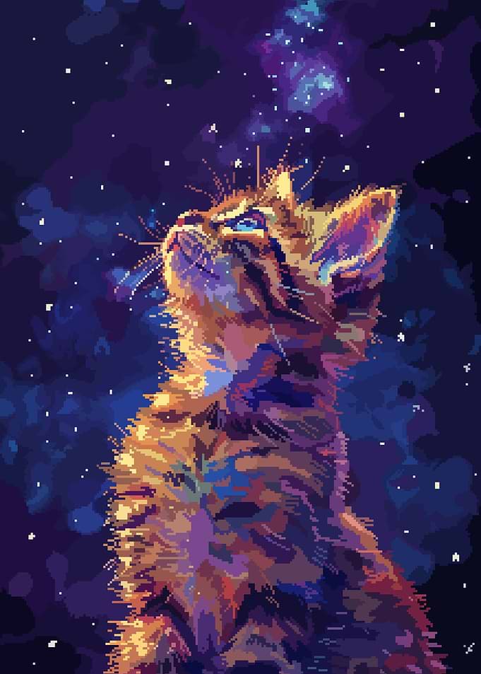 Inspiring Kitten Pixel Art