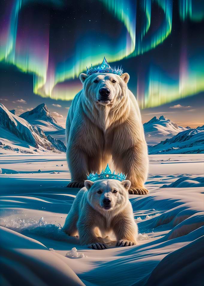 Aurora Crowned Polar Bears