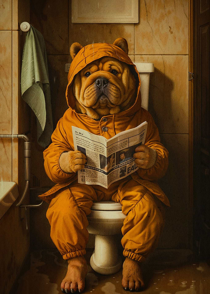 dog goes to the toilet