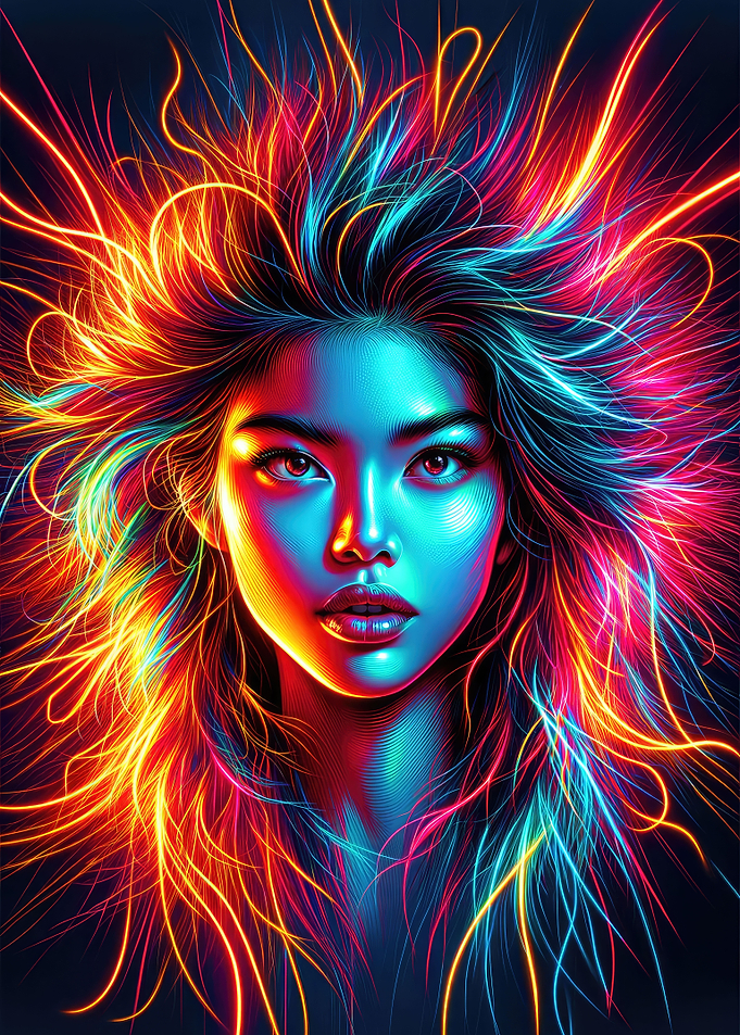 Luminous Neon Hair Art