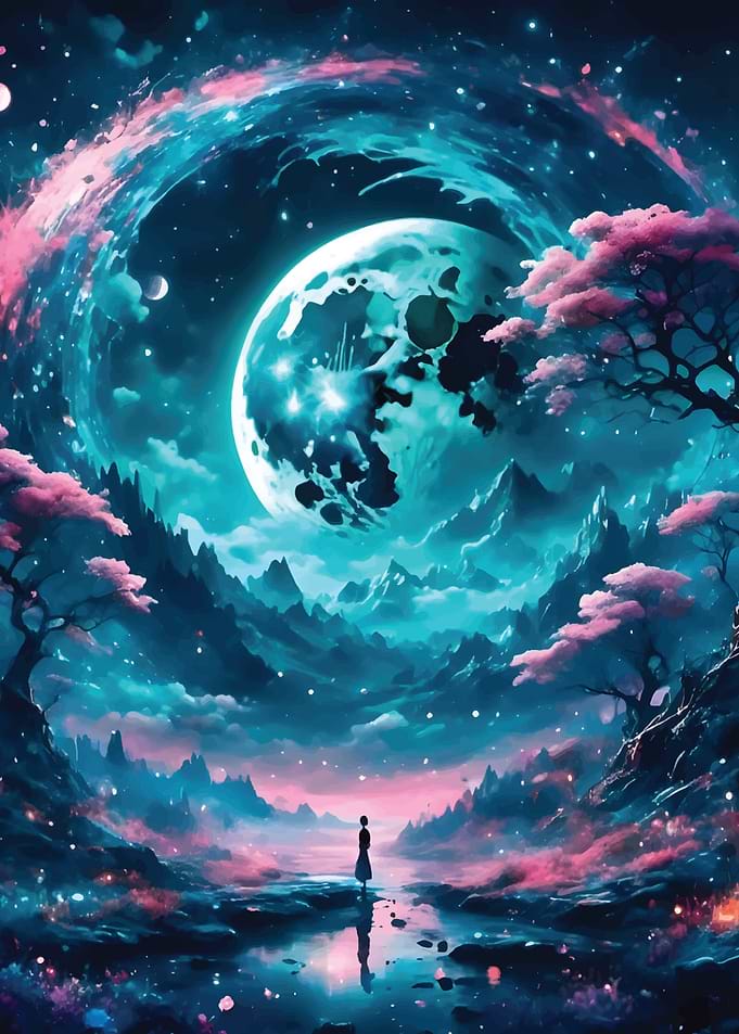Girl Landscape Space