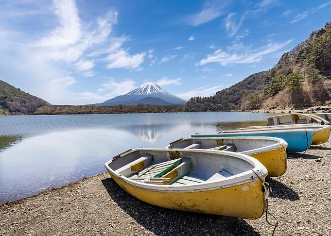 Lake Shoji with Mount Fuji