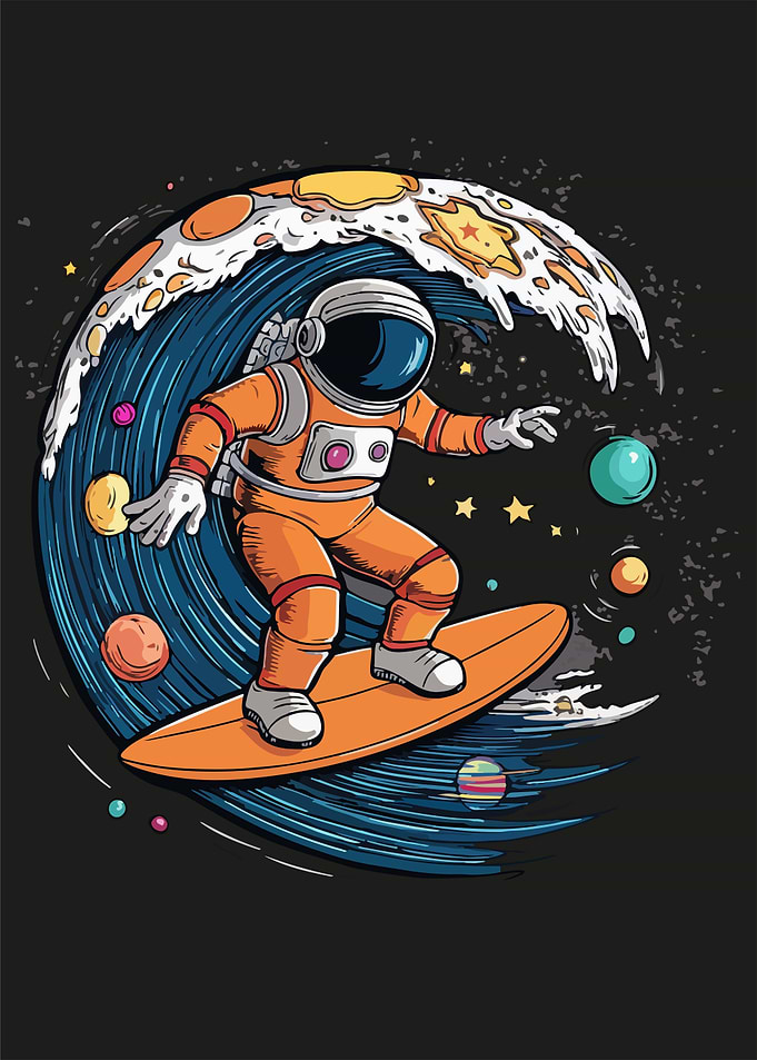 Cosmic Surfer Astronaut