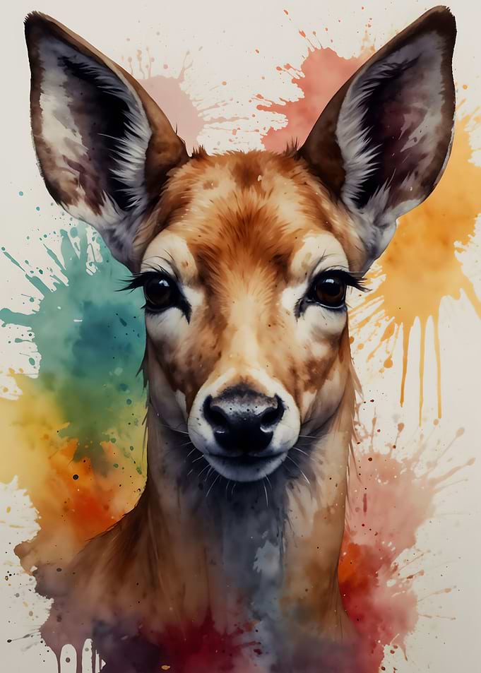 Doe in water color