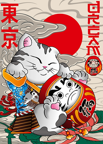 Lucky Cat And Daruma