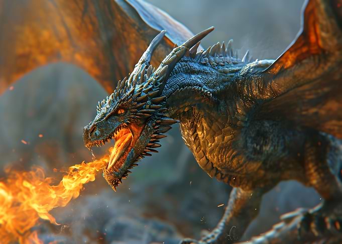A fire breathing dragon