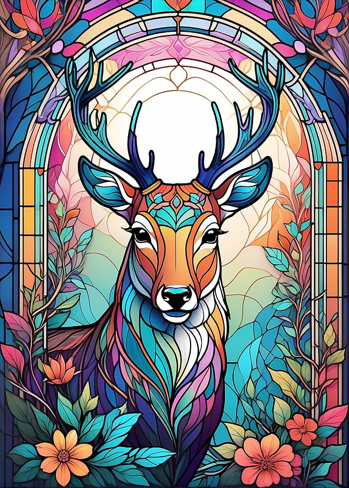 Deer Stained Glass