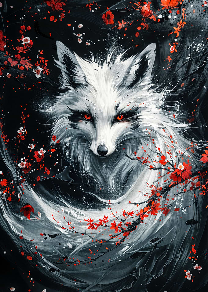 white kitsune fox