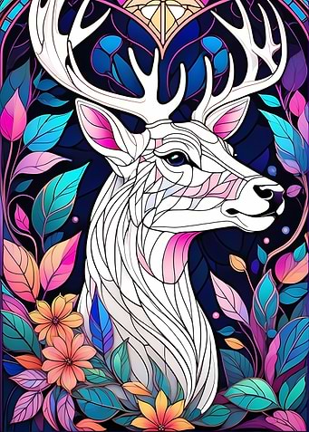 Deer Stained Glass