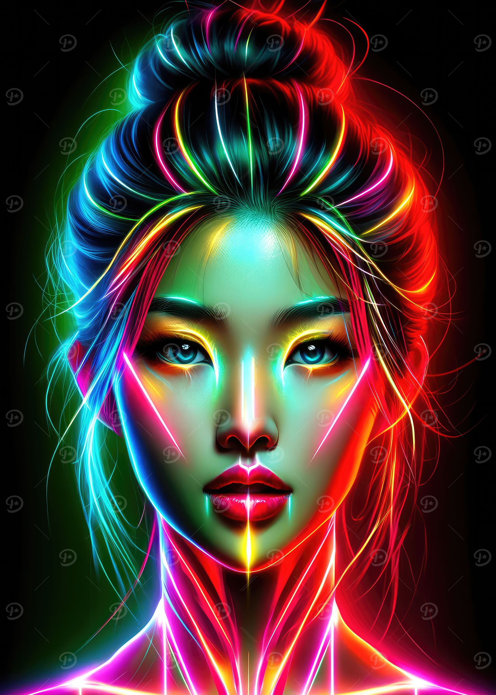 Neon Cyber Woman Art