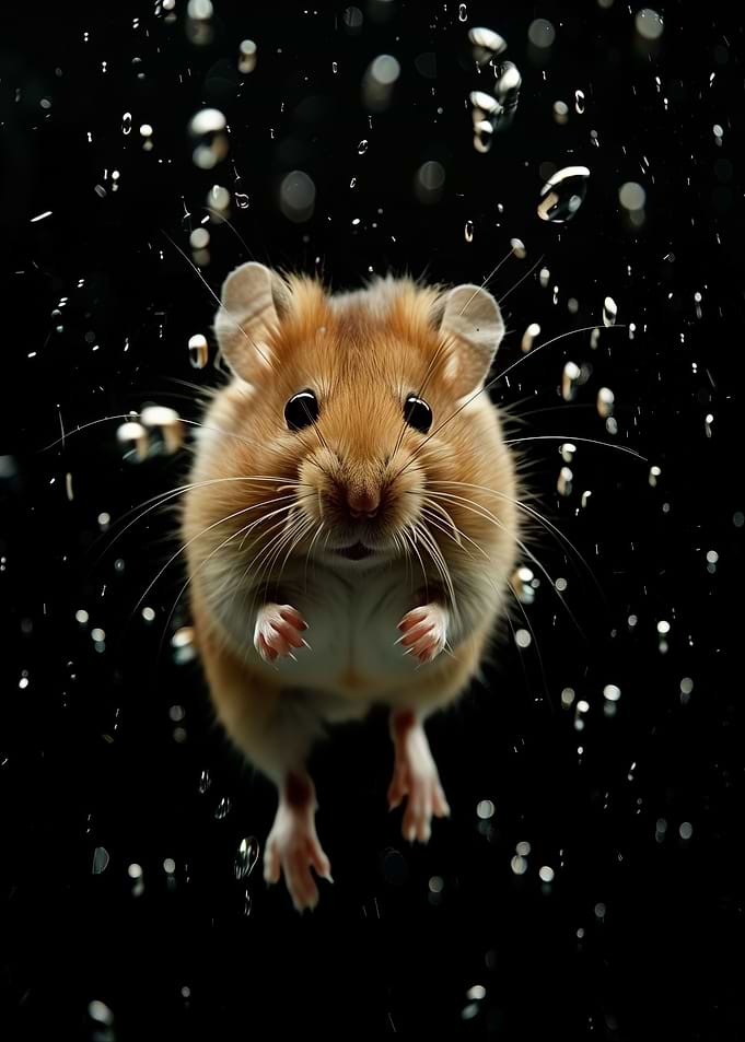 Hamster Through Raindrops