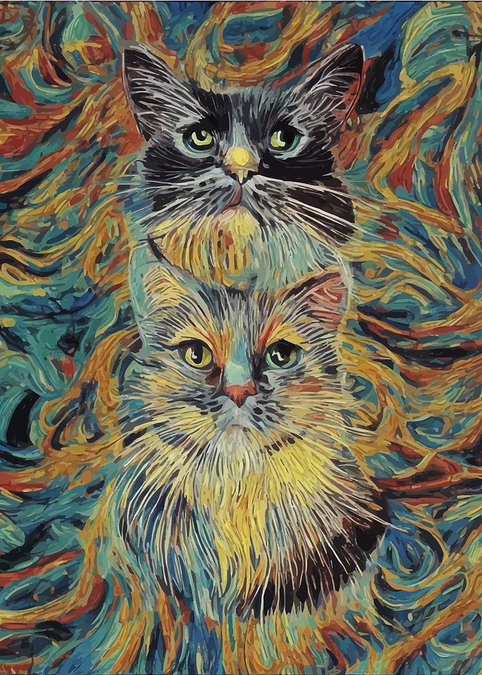Cat Abstract Van Gogh