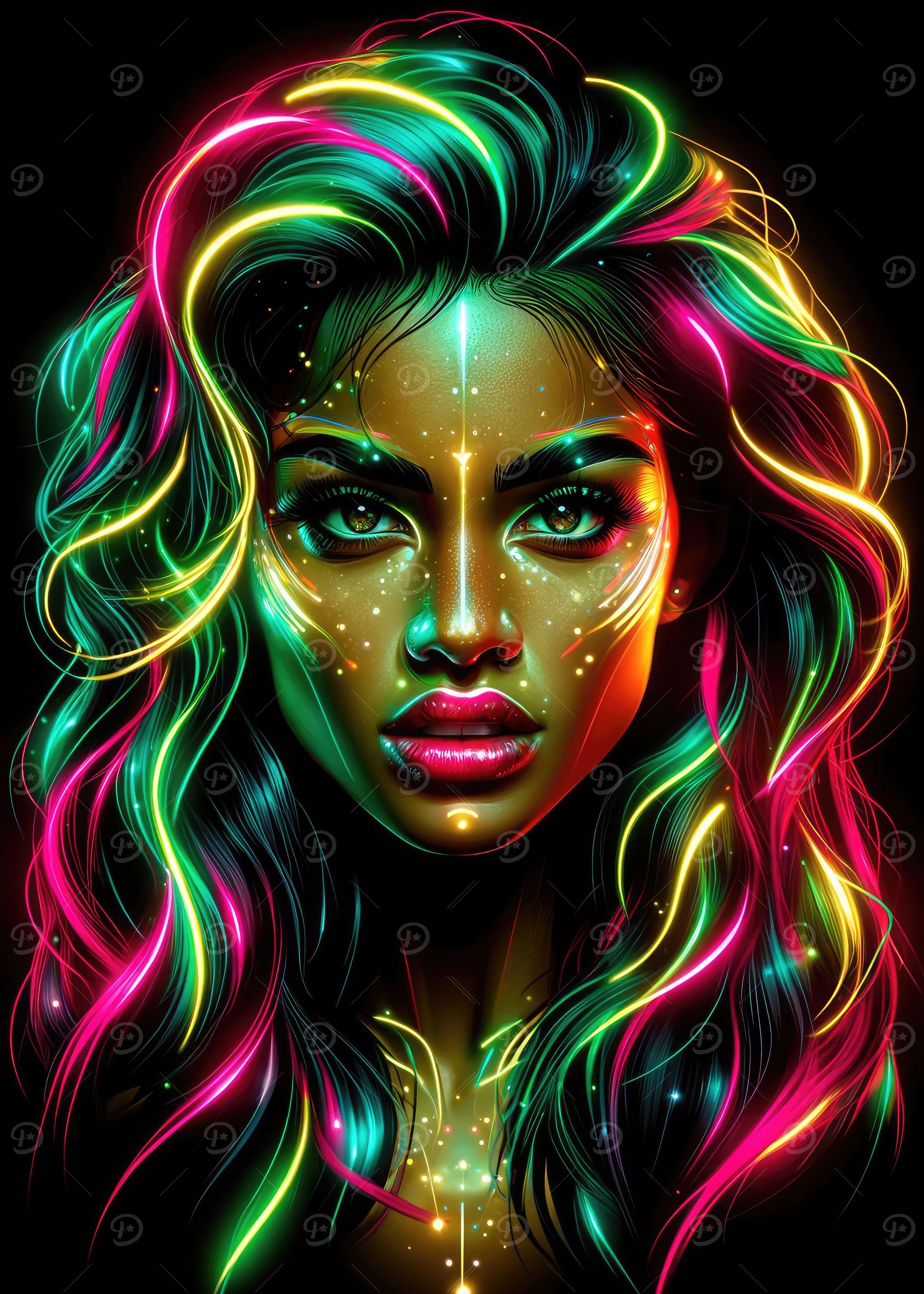 Neon Cosmic Beauty Art