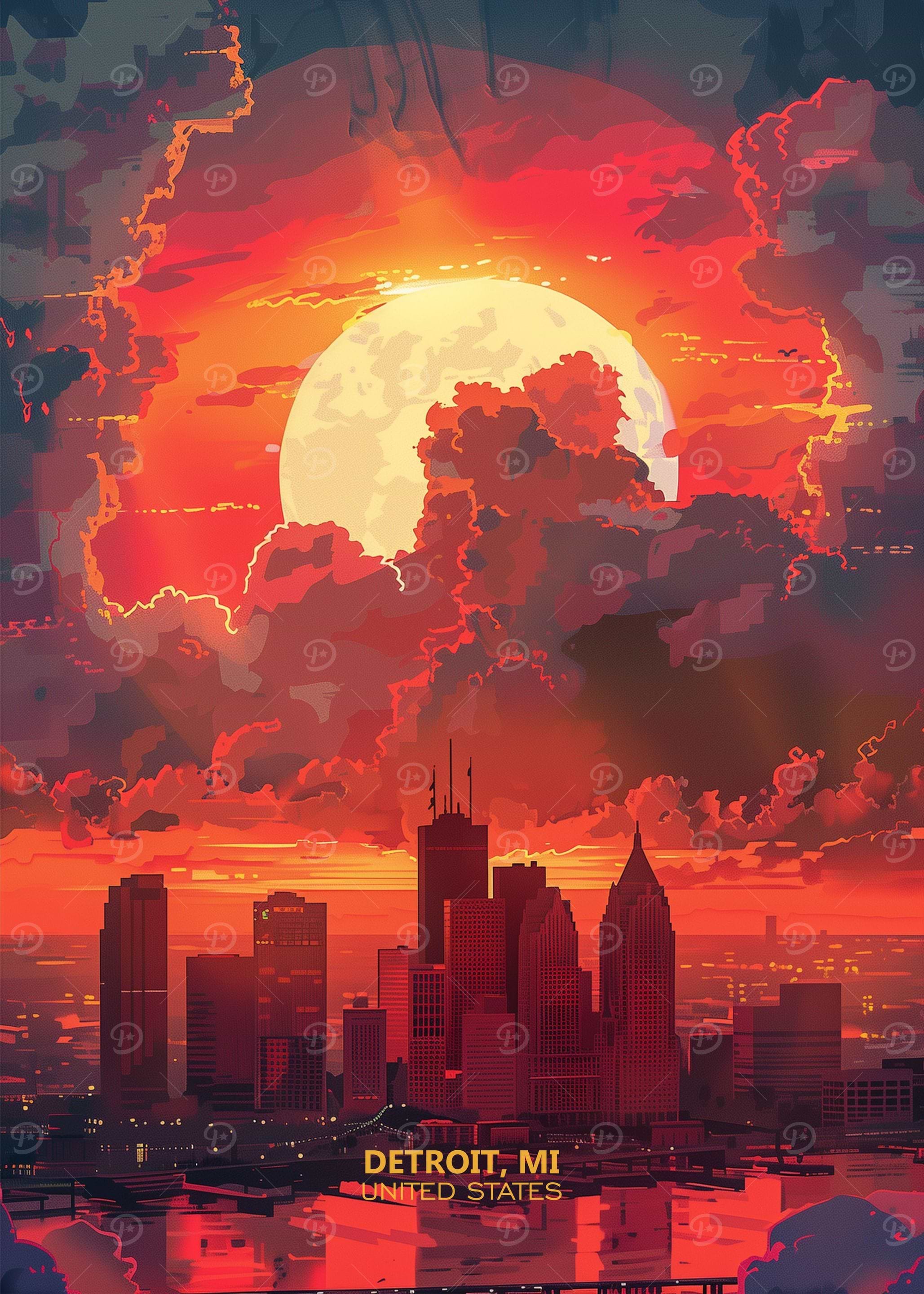 Sunset Detroit Michigan