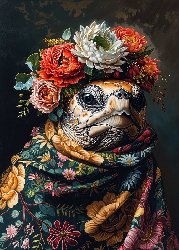 Turtle with Flowers