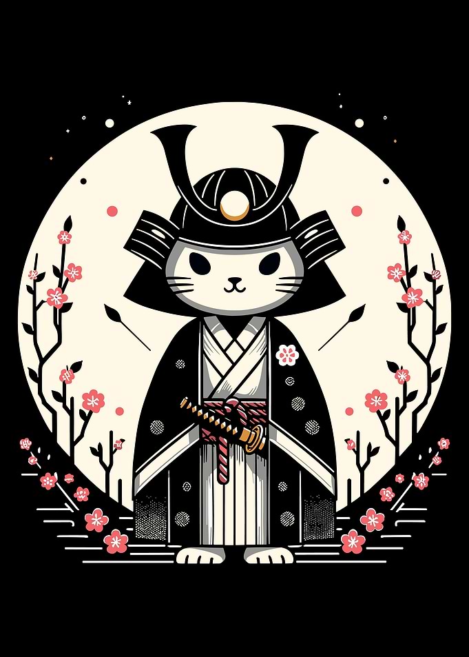 Kawaii Cat Anime Samurai