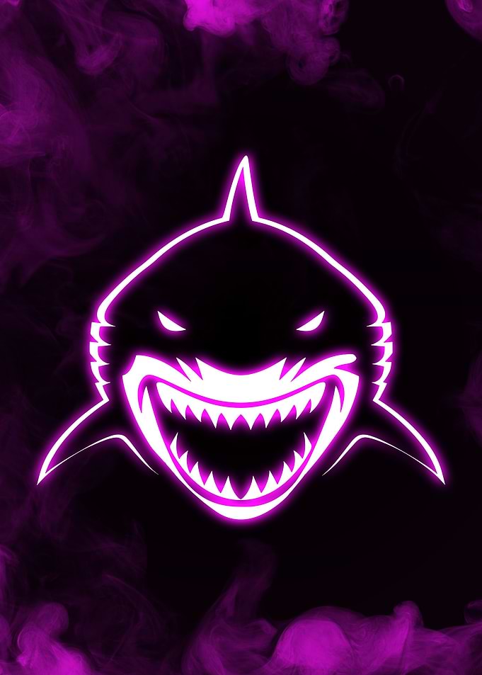 Neon Shark in Purple Smoke