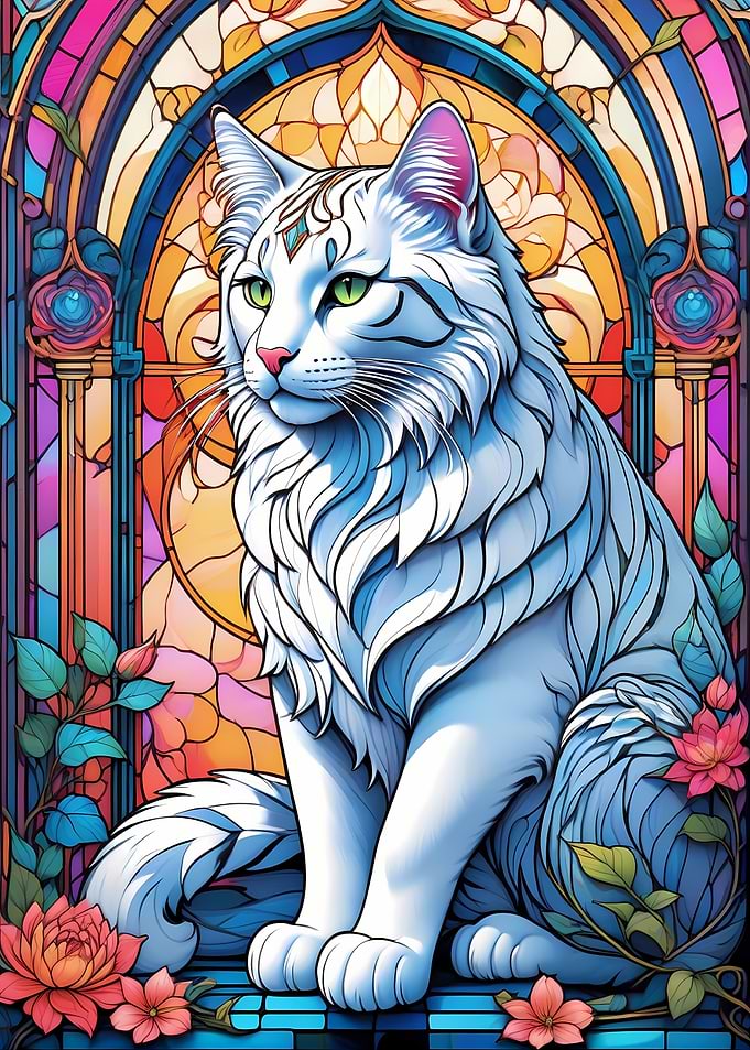 Cat Stained Glass