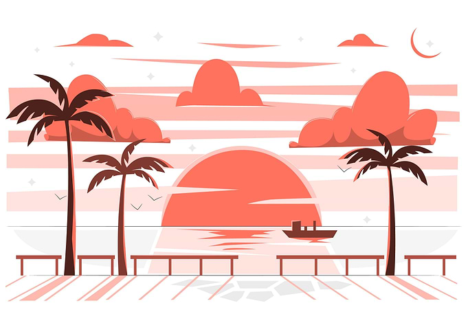 Sunset Palm Trees