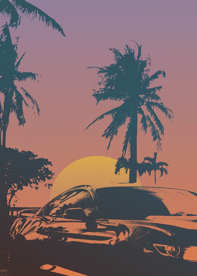 car in sunset