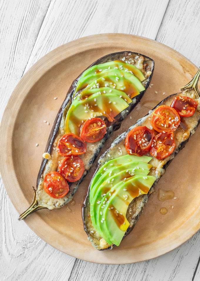 Baked eggplant avocado