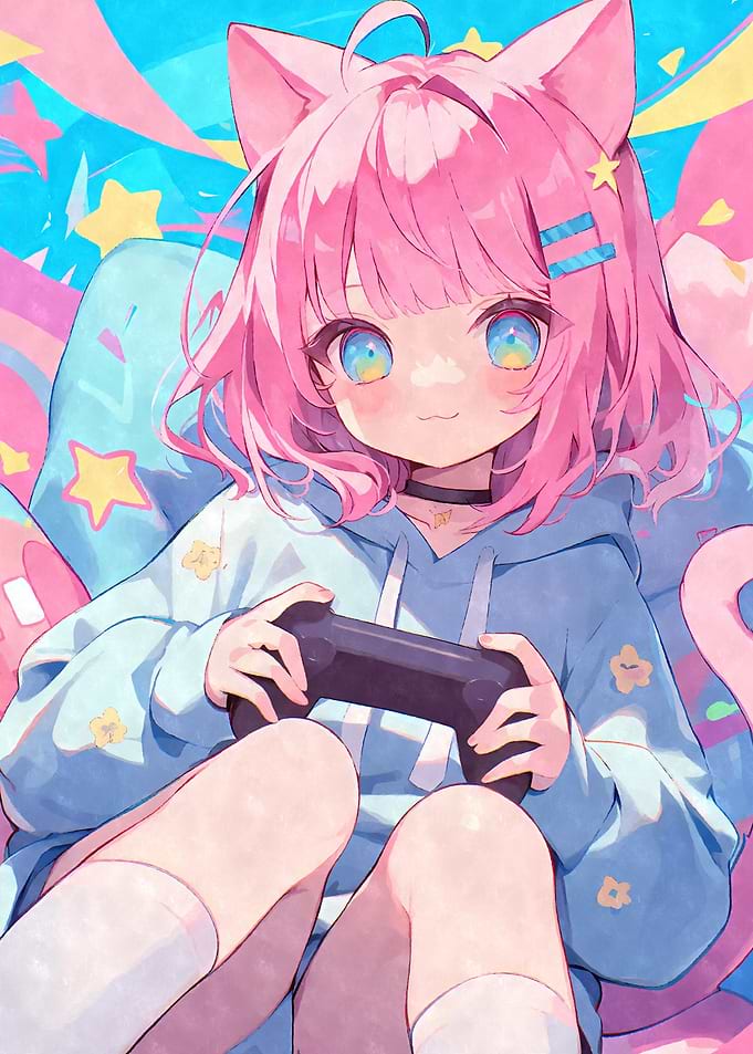 Pastel Chibi Gamer Girl