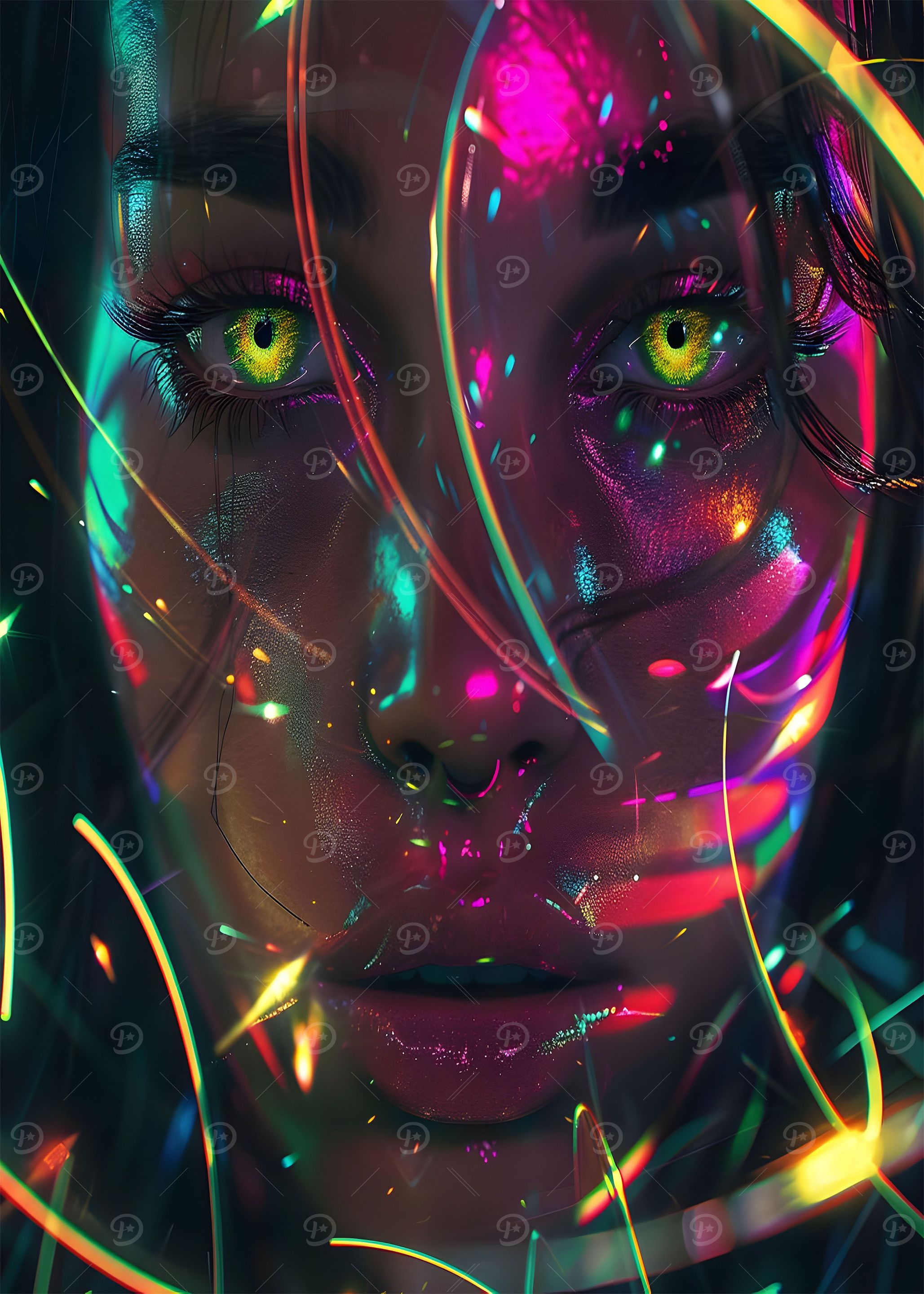 Futuristic portraits glow