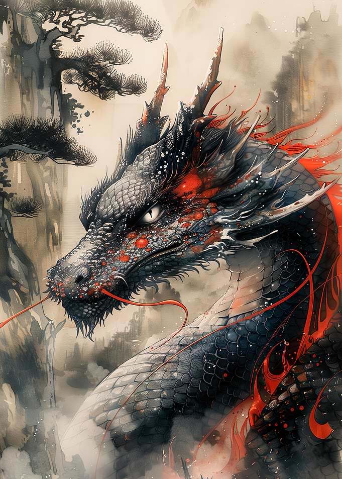Vintage Inked Dragon